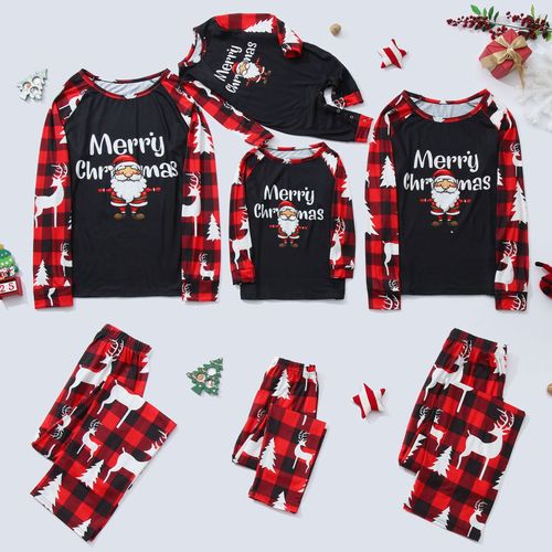 Pyjama Assorti Pour Famille, Vêtements De Noël, Père Noël, Bois D'élan, À Carreaux, Barboteuse Pour Papa, Maman Et Enfants