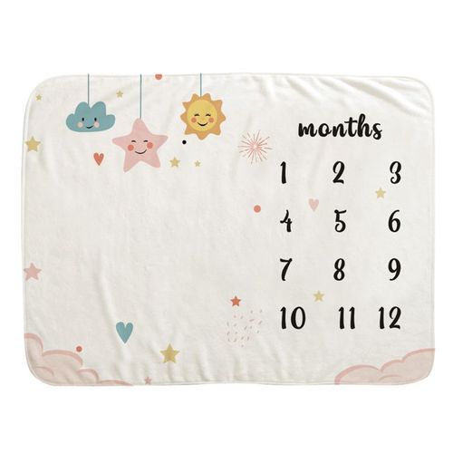 Couverture De Croissance Mensuelle Pour Bébé, Accessoires De Photographie De Nouveau-Né, Motifs D'étoiles Et De Nuages, Tissu De Fond Pour Photo D'enfants