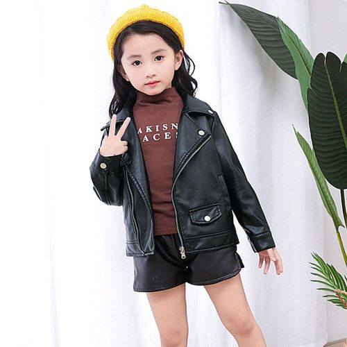 Manteau En Cuir Pour Bébé Fille Et Garçon, Vêtement D'extérieur, Veste Courte, Coupe-Vent