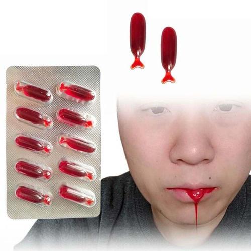 Fausses Pilules De Sang Pour Halloween, Accessoires De Maquillage Fantaisie Pour Cosplay, Pour Blague Et Blague, Pour Horreur De Vampire, 10 Pièces