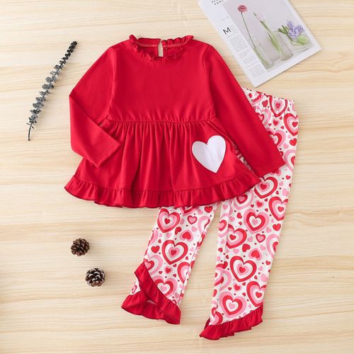 Ensemble De Vêtements D'hiver Pour Petite Fille, Haut Et Pantalon De Jour, Tenue Froncée Pour La Saint-Valentin