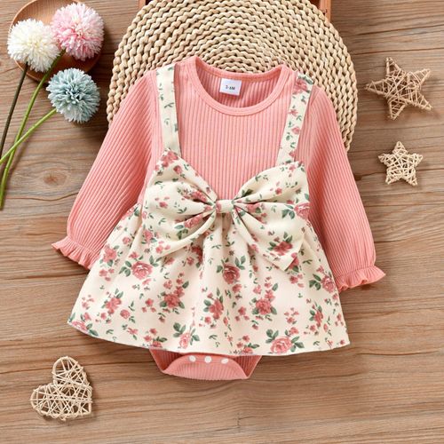 Barboteuse Pour B?b?s Filles, Ensemble Avec N?Ud Papillon, Cravate C?tel?e Imprim?e, V?tements Pour Enfants Filles