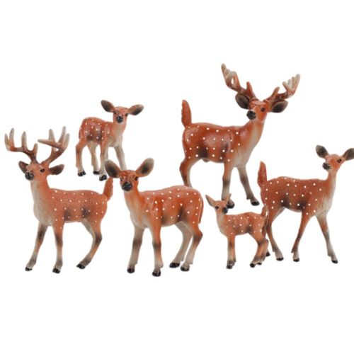 Figurine De Cerf En Forêt Solide Simulée, 6 Pièces, Modèle Animal De Wapiti, Décoration De Table Pour La Maison, Ornement Artisanal Créatif D'individualité
