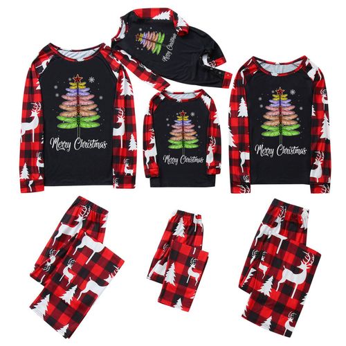 Ensemble Pyjama Pour Famille, Motif Arbre, Cerf, ?Lan, Bois, V?Tements De Nuit, Tenues Assorties Pour Couple, Barboteuse Pour B?B?