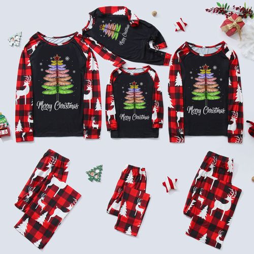 Pyjama Assorti Pour Famille, Motif Arbre, Cerf, ?Lan, Bois, V?Tements De Nuit Pour Papa, Maman Et Enfants, V?Tements De Couple, Barboteuse