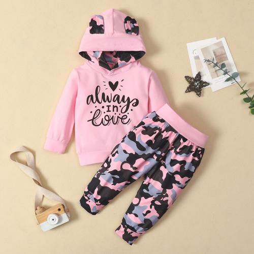 Ensemble Deux Pièces Pour Filles, Sweat-Shirt À Capuche, Tenue De Camouflage, À Manches Longues, Vêtements D'été Pour Enfants