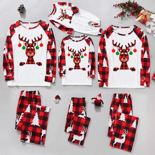 Pyjama De No?L Pour Famille, Motif Cerf, ?Lan, Bois, Arbre, ? Carreaux, Tenues Pour Papa, Maman Et Enfants, V?Tements Pour Couple, Barboteuse Pour B?B?, 2022