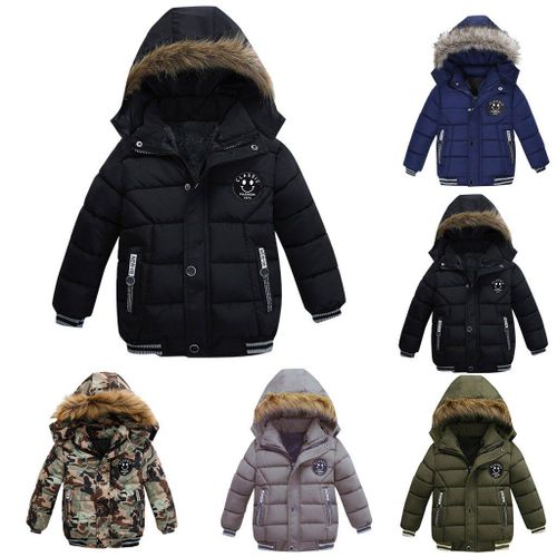 Veste D'hiver À Capuche En Fourrure Pour Enfants, Manteaux En Duvet À Manches Longues, Épais Et Chaud, Coupe-Vent, Vêtements D'extérieur Pour Bébés Garçons