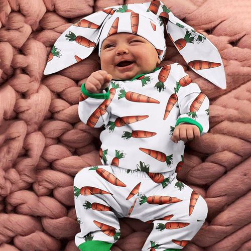 Barboteuse Pour Bébés Garçons Et Filles, Imprimé Lapin, Chapeau, Oreilles, Pantalons De Pâques, Manches Longues, Combinaison, Vêtements D'été Pour Enfants