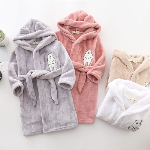 Peignoir De Nuit En Flanelle Pour Bébés Garçons Et Filles, Vêtements De Nuit Chauds, Dessin Animé, Pyjama À Capuche, Veste Pour Filles