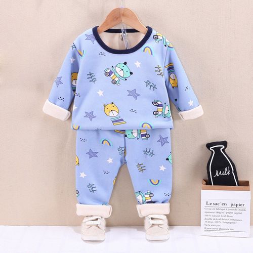 Pyjama Pour Bébés Filles, Ensemble Chaud Avec Imprimé Dessin Animé, Joli Haut Et Pantalon Doux