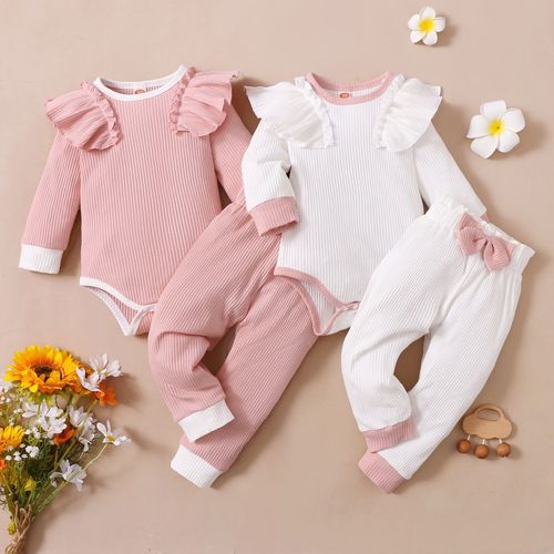 Barboteuse À Manches Longues Pour Filles, Tenue À Volants Pour Bébés, Barboteuse Longue, Pantalon, Ensemble Pour Filles