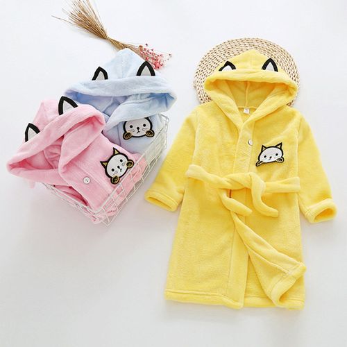 Pyjama À Capuche En Flanelle Pour Fille Et Garçon, Peignoir De Nuit, Blanc, Vêtement Chaud Pour Enfant En Bas Âge, Veste D'hiver