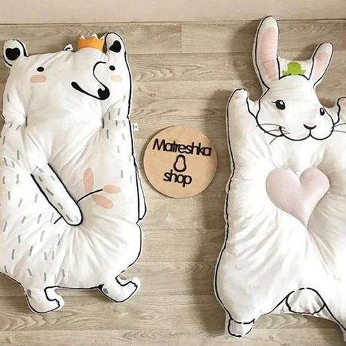 Tapis De Jeu Matelassé En Peluche Pour Enfants, Animaux De Dessin Animé Nordique, Lapin Raton Laveur, Tapis Rampant Pour Bébé, Couverture, Décor De Chambre À Coucher