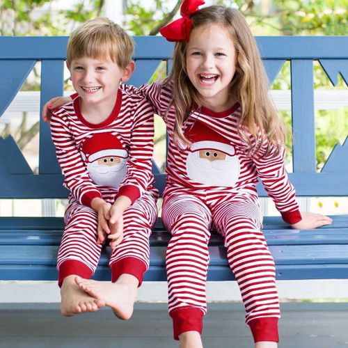 Ensemble Pyjama De Noël Rayé Pour Bébé Fille, Haut + Pantalon, Vêtements De Nuit Pour Enfant En Bas Âge, Tenue De Nouvel An