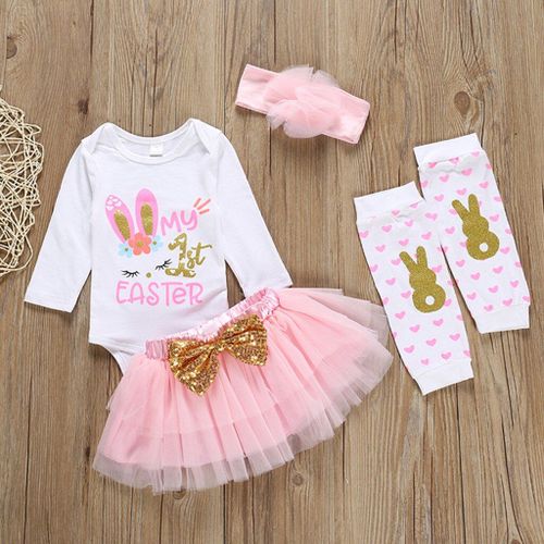 Barboteuse Tutu En Tulle Pour Nouveau-N? Fille, Tenue De F?te, Motif Lapin De P?ques