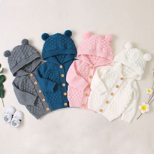 Veste D'hiver Pour Nouveau-Né Fille Et Garçon, Manteau Chaud En Tricot, Vêtements D'extérieur À Capuche, Pull À Capuche, Hauts Menina