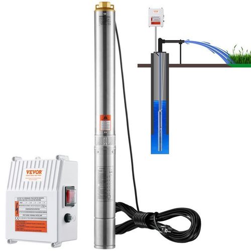 Pompe Immergée pour Puits Profond-VEVOR-1500 W-Boîtier de Commande Externe, IP68 pour Maison, Irrigation Industrielle