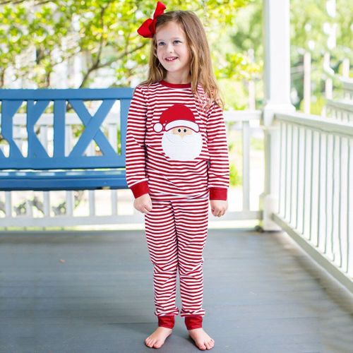 Ensemble Pyjama De Noël Rayé Pour Bébé Fille, Haut + Pantalon, Vêtements De Nuit Pour Enfant En Bas Âge, Tenue De Nouvel An