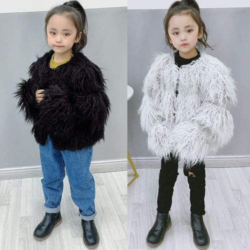 Veste D'hiver En Fausse Fourrure Pour Filles, Manteaux De Couleur Unie, Coupe-Vent, Polaire Épaisse, Manteau Chaud Pour Enfants, Vêtements D'extérieur Pour Bébés