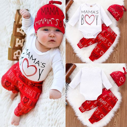 Barboteuse Pour Bébé, Lettres, Tenues De Saint-Valentin Pour Garçons, Ensemble À Motif De C¿Ur, Pantalon, Chapeau, Hauts + Ensemble Pour Garçons