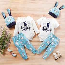 Tenue de Pâques pour bébé garçon, barboteuse pour bébé lapin en