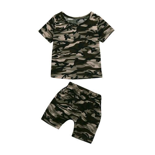 T-Shirt Et Short De Camouflage Pour Bébés Garçons, Tenue De Jour En Coton, Ensemble De Vêtements Pour Enfants