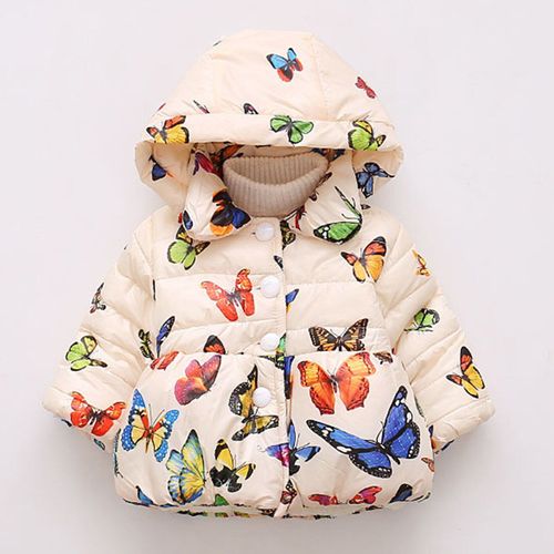Manteau D'hiver À Capuche Pour Bébé Fille, Veste Épaisse Avec Imprimé Papillon, Vêtement D'extérieur Pour Enfant De 6 Mois À 3 Ans