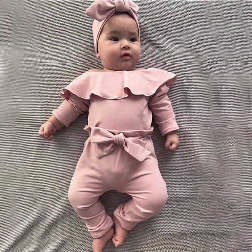 Tenue Pour Nouveau-Né Fille Solide | Barboteuse À Franges, Combinaison Pantalon À N¿Uds, Tenue D'automne Pour Bébé Fille