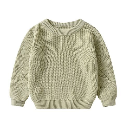 Pull Tricoté À Manches Longues Et Col Rond Pour Bébé Fille Et Garçon, Couleur Unie, Vêtement Chaud Pour Enfant En Bas Âge, Automne Et Hiver