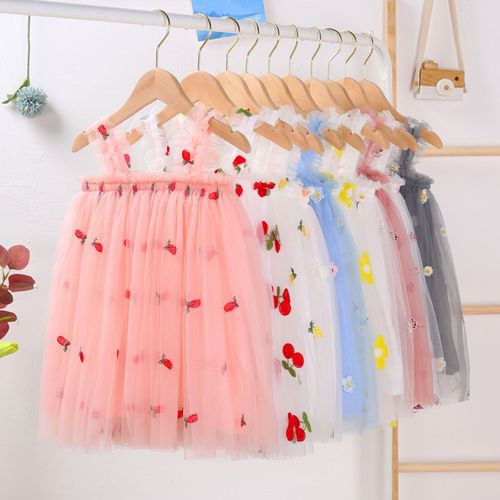 Robe De Soir?E En Tulle Pour Enfants De 1 ? 6 Ans, Tenue De Plage D?Contract?E, Tenue De Princesse Pour Anniversaire, Sans Manches, ?L?Gante