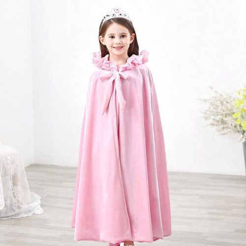 Cape De Princesse En Velours Pour Filles, Joli Ch?le ? Capuche, Longue Tenue Fantaisie De Cosplay D'halloween, V?tements De Spectacle Pour Enfants