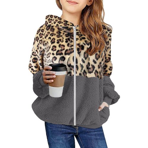 Sweat-Shirt À Capuche Avec Fermeture Éclair Pour Fille, Manteau À Capuche, Patchwork, Veste D'hiver Chaude En Velours, Laine Et Coton, Vêtements D'extérieur Pour Enfants