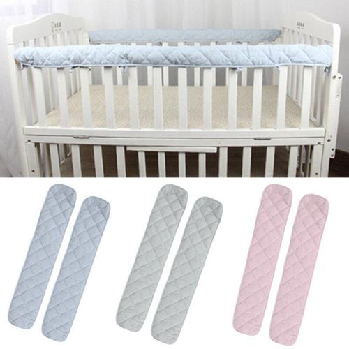 Protection De Berceau En Coton Pour Bébé, 2 Pièces, Anti-Morsure, Barrière De Lit De Couleur Unie, Couverture De Barre De Lit Pour Nouveau-Né, Soins De Sécurité Pour Bébés