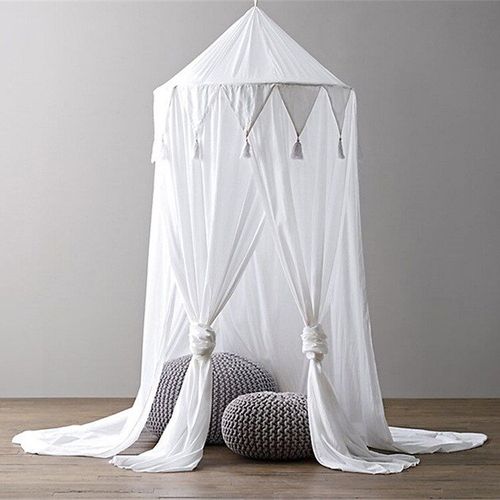 Moustiquaire De Style Nordique, Rideau De Lit De Bébé, Tente Dôme, Décor De Chambre D'enfants, Auvent De Chambre À Coucher Avec Pompon