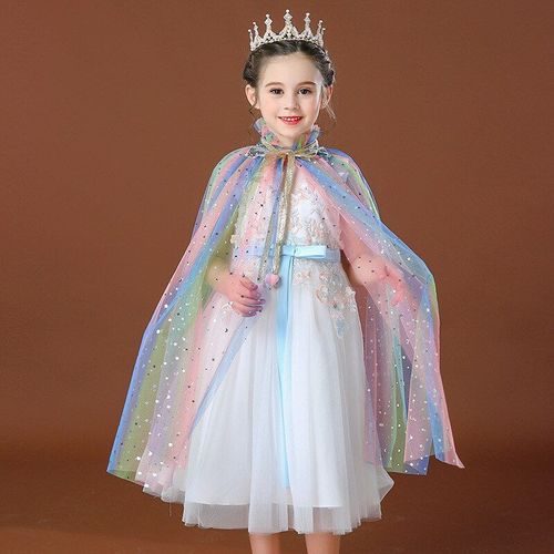 Cape À Paillettes Pour Filles, Vêtements De Fête D'anniversaire, Colorés, En Gaze, Féerique, Châle De Princesse, Ciel Étoilé, Mince