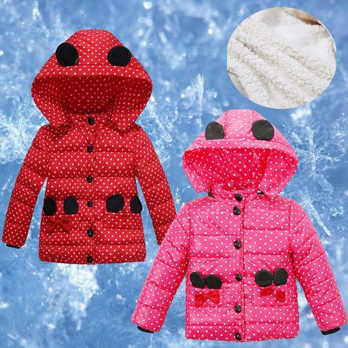 Manteaux Chauds D'hiver Pour Bébés Filles, Épais, Mignons, À Capuche, Rembourrés, Avec N¿Ud À Pois, Vêtements D'extérieur, Vestes Pour Nourrissons