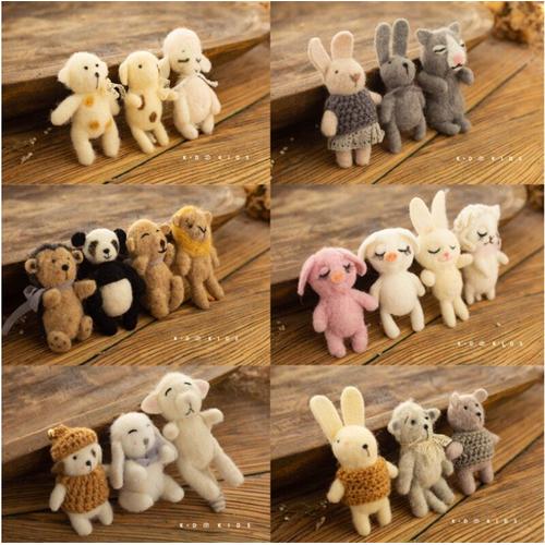 Accessoires De Photographie De Nouveau-Nés, Animaux Mignons Faits À La Main, Poupée En Laine, Souris, Accessoire De Studio, Prise De Vue, Jouet En Peluche