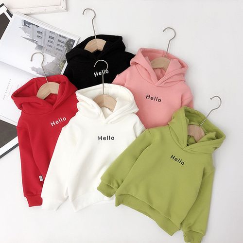 Sweat À Capuche Uni Pour Enfants, Garçon Et Fille, Pull Uni Avec Lettres Hello, Vêtements D'extérieur Pour Enfants, Manteau D'automne Et D'hiver
