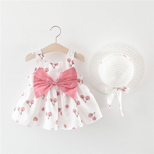 Ensemble De Vêtements D'hiver Pour Petites Filles, Tenue Princesse Avec N¿Ud, Chapeau Cerise, Sans Manches