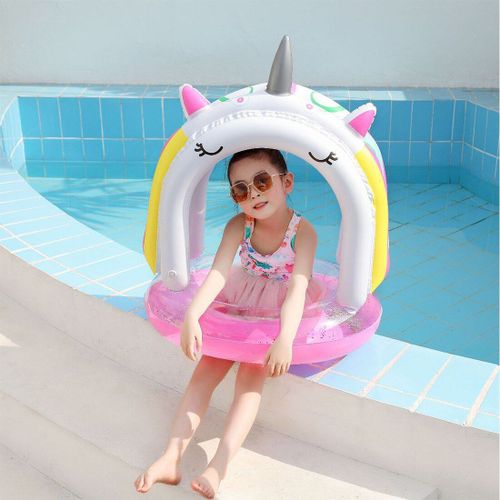 Anneau Gonflable Licorne Pour Enfants, Lit Flottant, Avec Auvent, Siège De Cheval De Princesse, Jouet De Piscine
