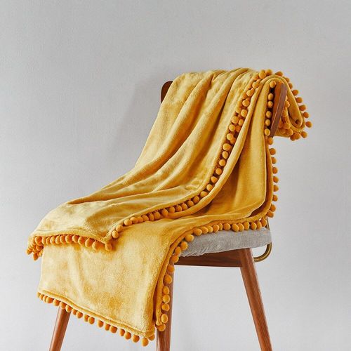 Couverture En Flanelle Super Douce Pour Enfants, En Peluche, Avec Bord De Boule, Canapé, Genou, Housse De Poussette, Couette, Climatiseur