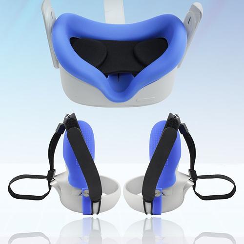 Kit De Housse De Protection En Silicone Vr 10 En 1 Accessoires Vr Pour Oculus Quest 2 (Bleu)
