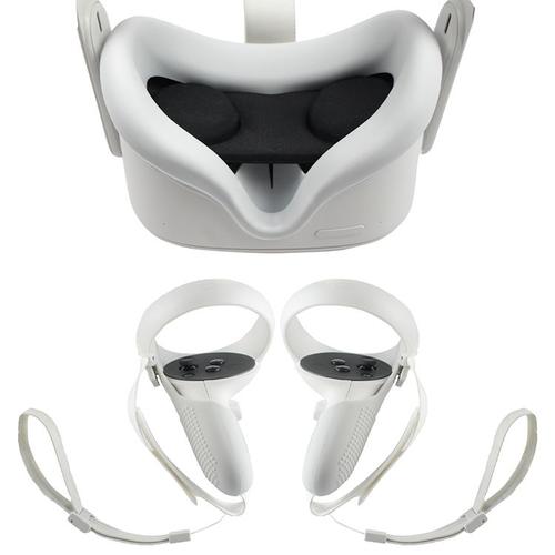 Kit De Housse De Protection En Silicone Vr 10 En 1 Accessoires Vr Pour Oculus Quest 2 (Blanc)