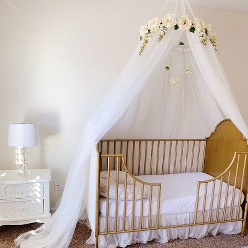 Auvent Nordique Pour Lit De Bébé, Tente Dôme Avec Guirlande De Roses, Rideau Moustiquaire Pour Berceau De Princesse, Décoration De Chambre D'enfant