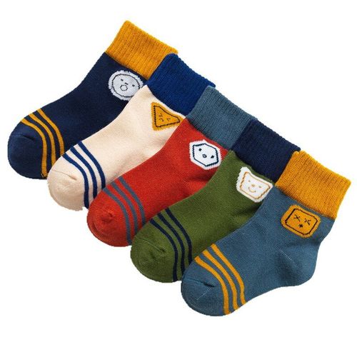 Chaussettes En Coton Pour Enfants, Vente En Gros, 5, Paires/Lot, Automne, Hiver, Printemps, Garçons Et Filles, Chaussettes Chaudes, Bande Dessinée, Sport