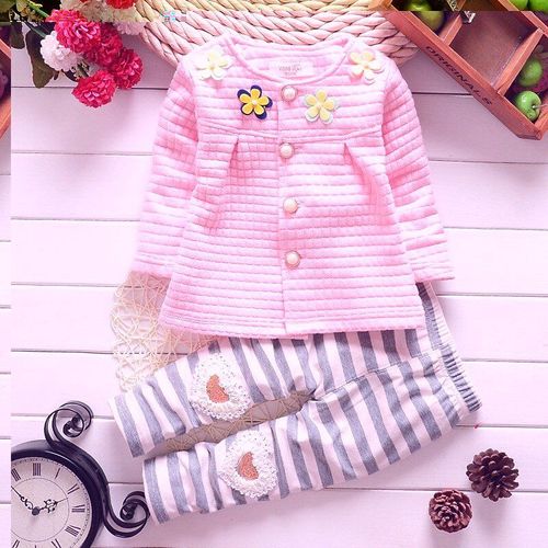 Ensemble De Vêtements En Coton Pour Petites Filles, Cardigan À Manches Longues, Costume À Quatre Fleurs, Manteau + Pantalon Pour Enfants, Collection Printemps-Automne