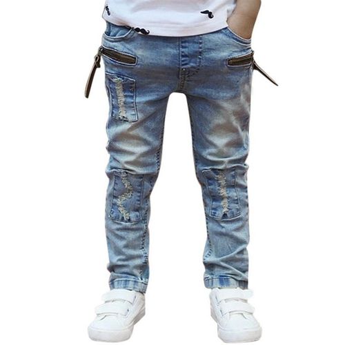 Jean Uni Mi-Long Pour Enfants, Nouvelle Mode, Couleur Claire, Pour Garçon, Pantalon, Version Coréenne, Printemps, Été, Nz02