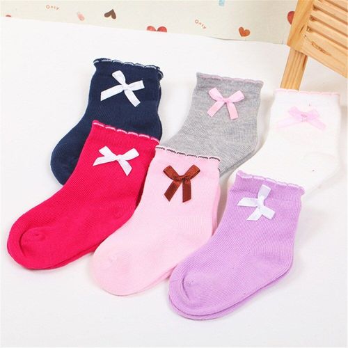 Chaussettes De B?b? Pour Filles Et Gar?ons, Jolies Chaussettes Princesse ? N?Ud Mignon, Couleur Unie, Accessoires Pour Enfants Sk147