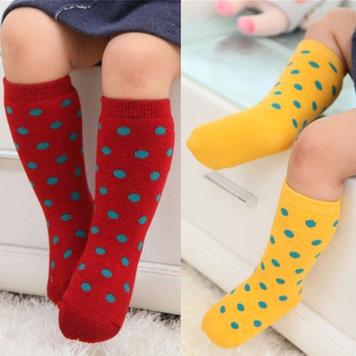 Chaussettes À Pois Pour Enfants, Chaussettes En Éponge Pour Bébés, Pour Filles Et Garçons, Mignonnes, Hautes, Épaisses, Chaudes Et Douces
